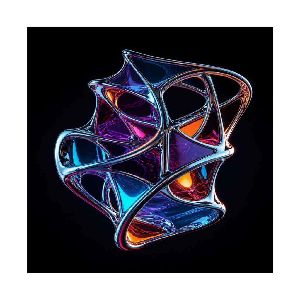 Chrome Lattice Vessel KOSVYRE art print product mockup, front view