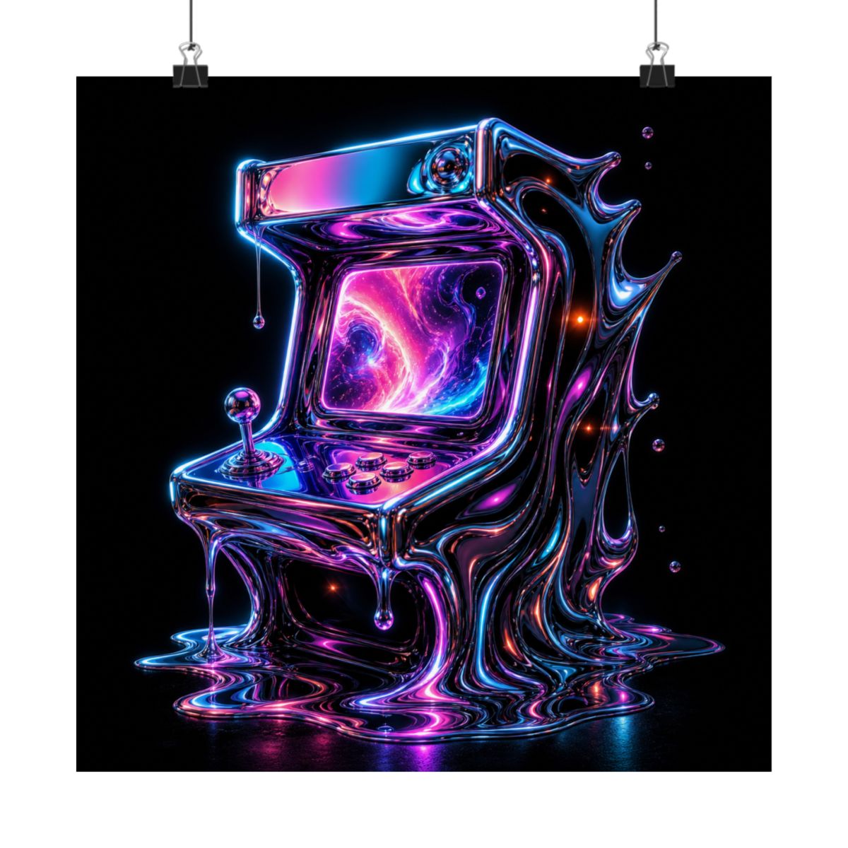 Chrome Memory Arcade KOSVYRE art print product mockup, alternate front view