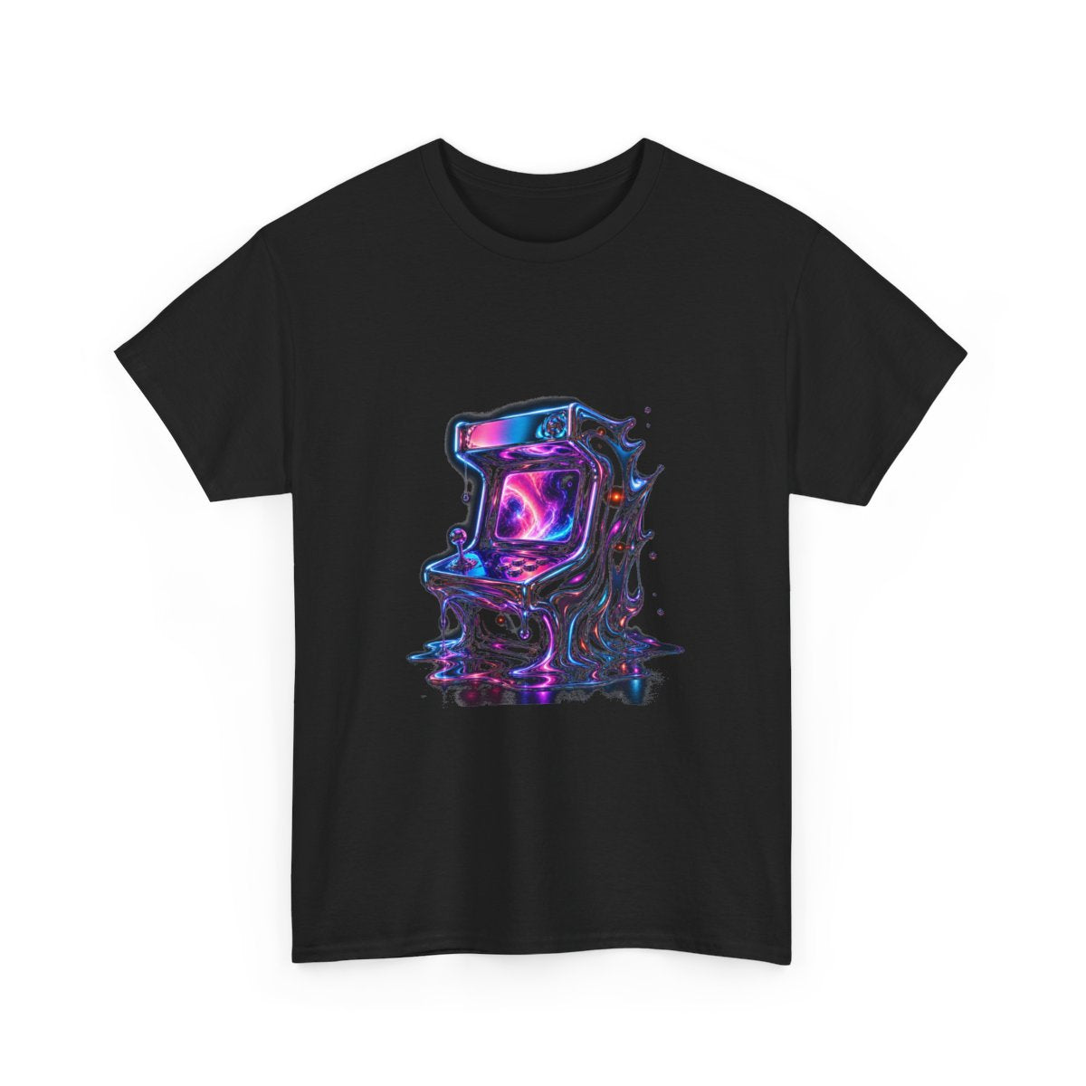 Chrome Memory Arcade KOSVYRE graphic tee product mockup, alternate front view