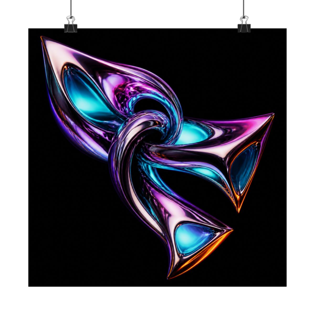 Chrome Meridian Knot KOSVYRE art print product mockup, alternate front view