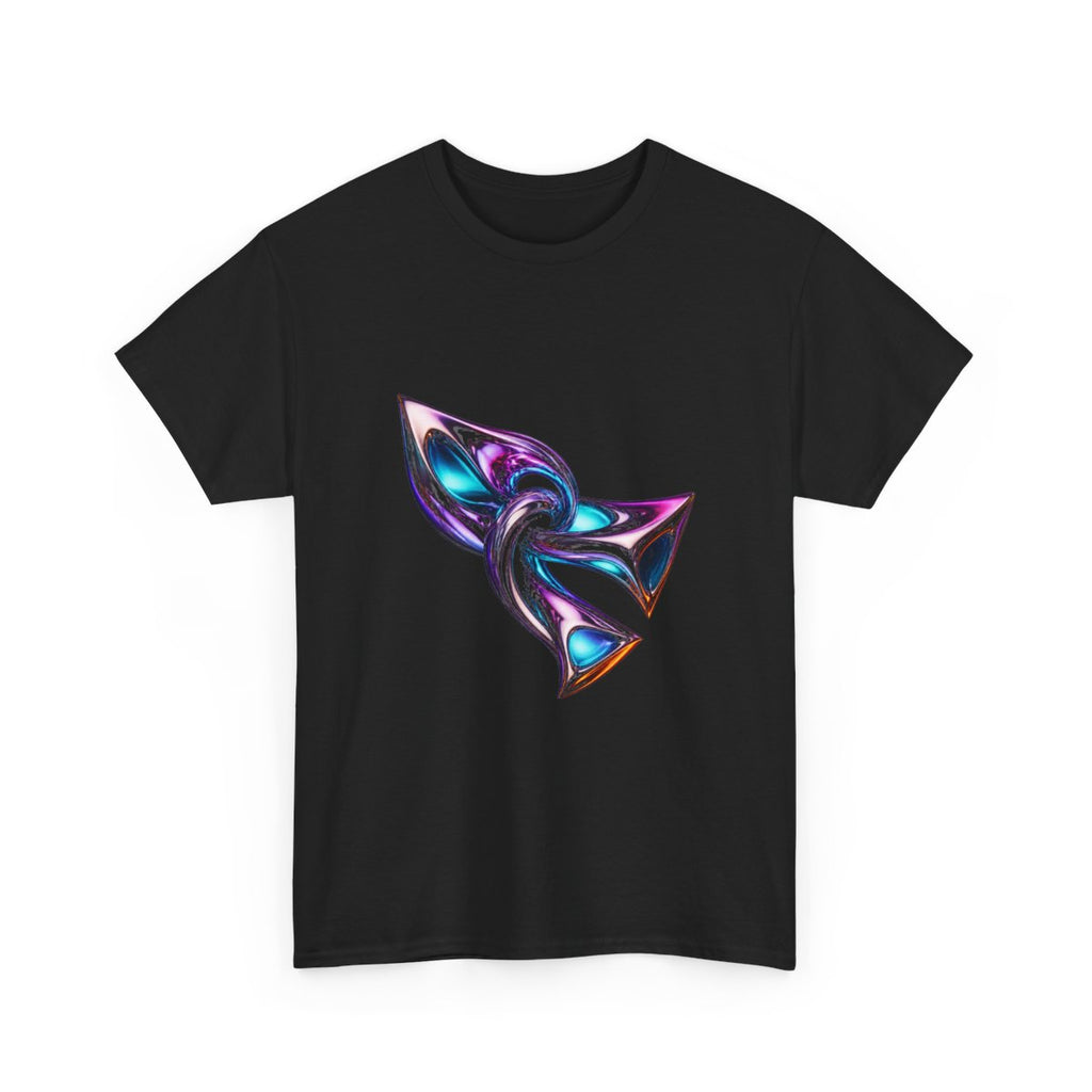Chrome Meridian Knot KOSVYRE graphic tee product mockup, alternate front view