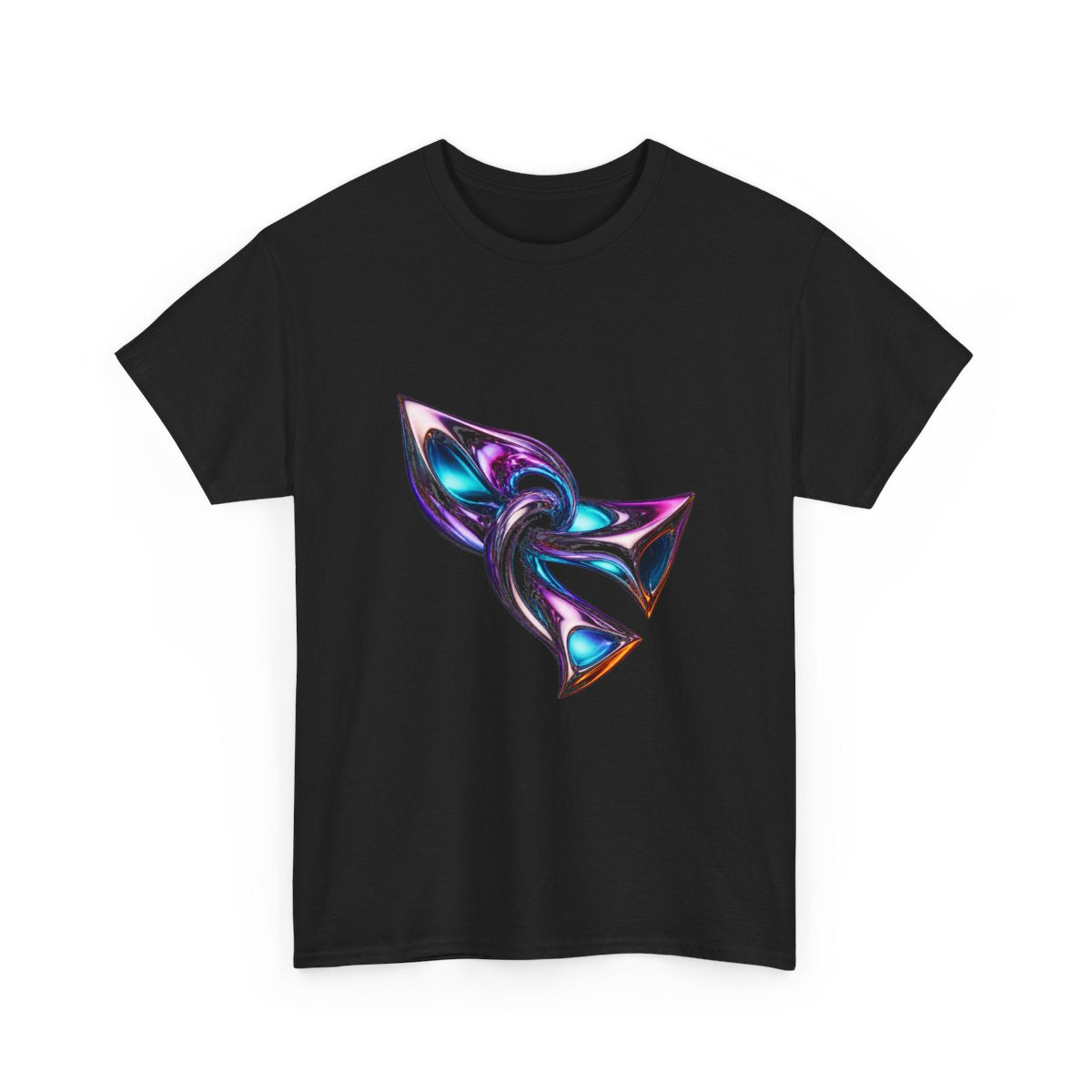 Chrome Meridian Knot KOSVYRE graphic tee product mockup, alternate front view