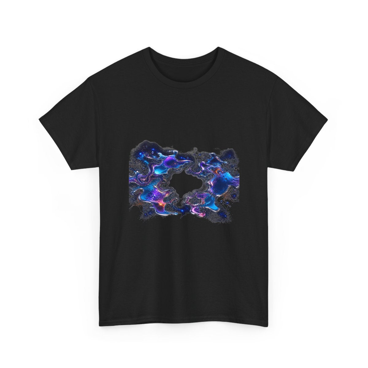 Chrome Tidal Aperture KOSVYRE graphic tee product mockup, alternate front view