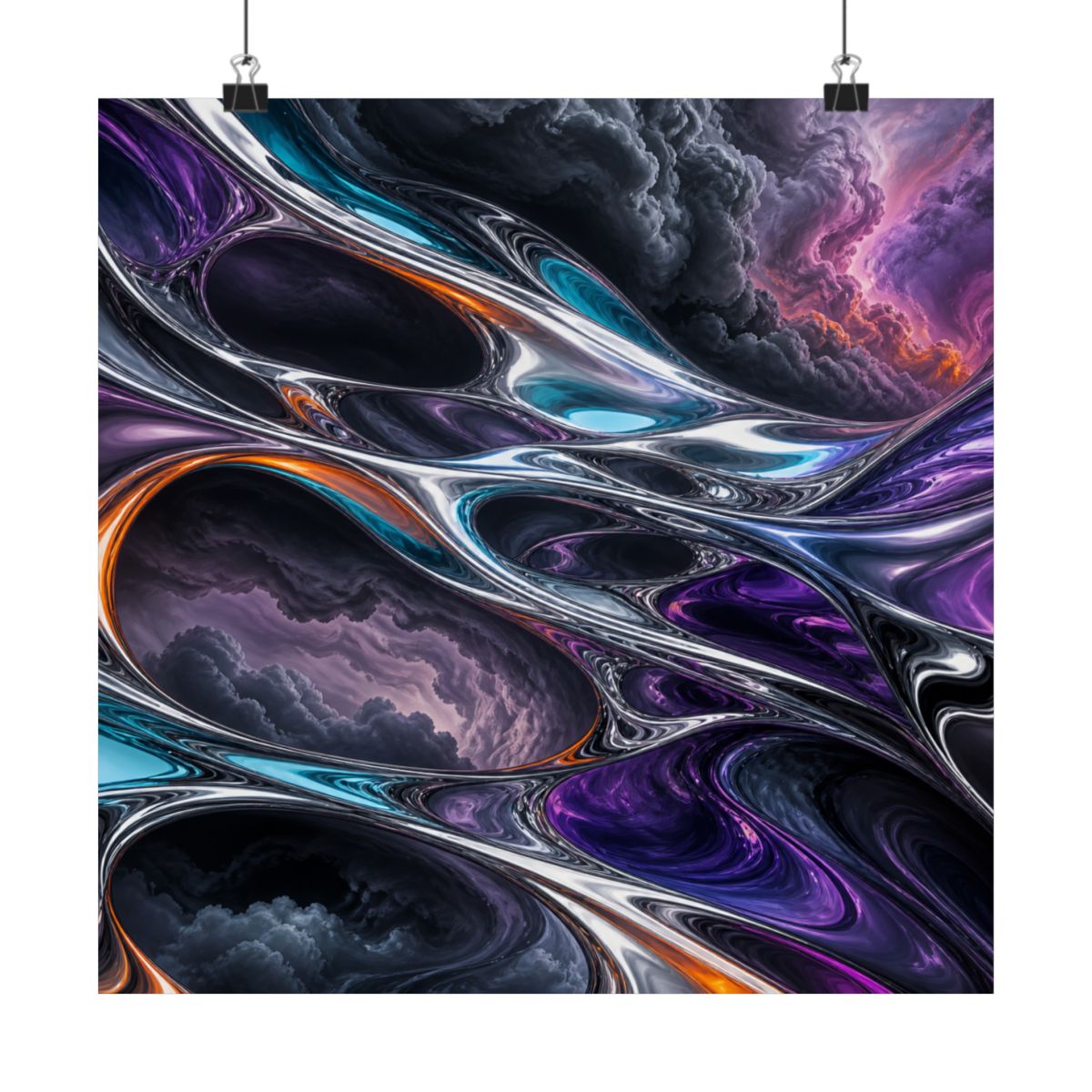 Chrome Weather Loom KOSVYRE art print product mockup, alternate front view