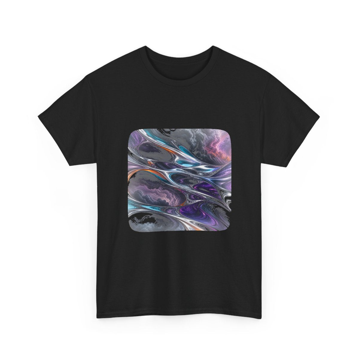 Chrome Weather Loom KOSVYRE graphic tee product mockup, alternate front view