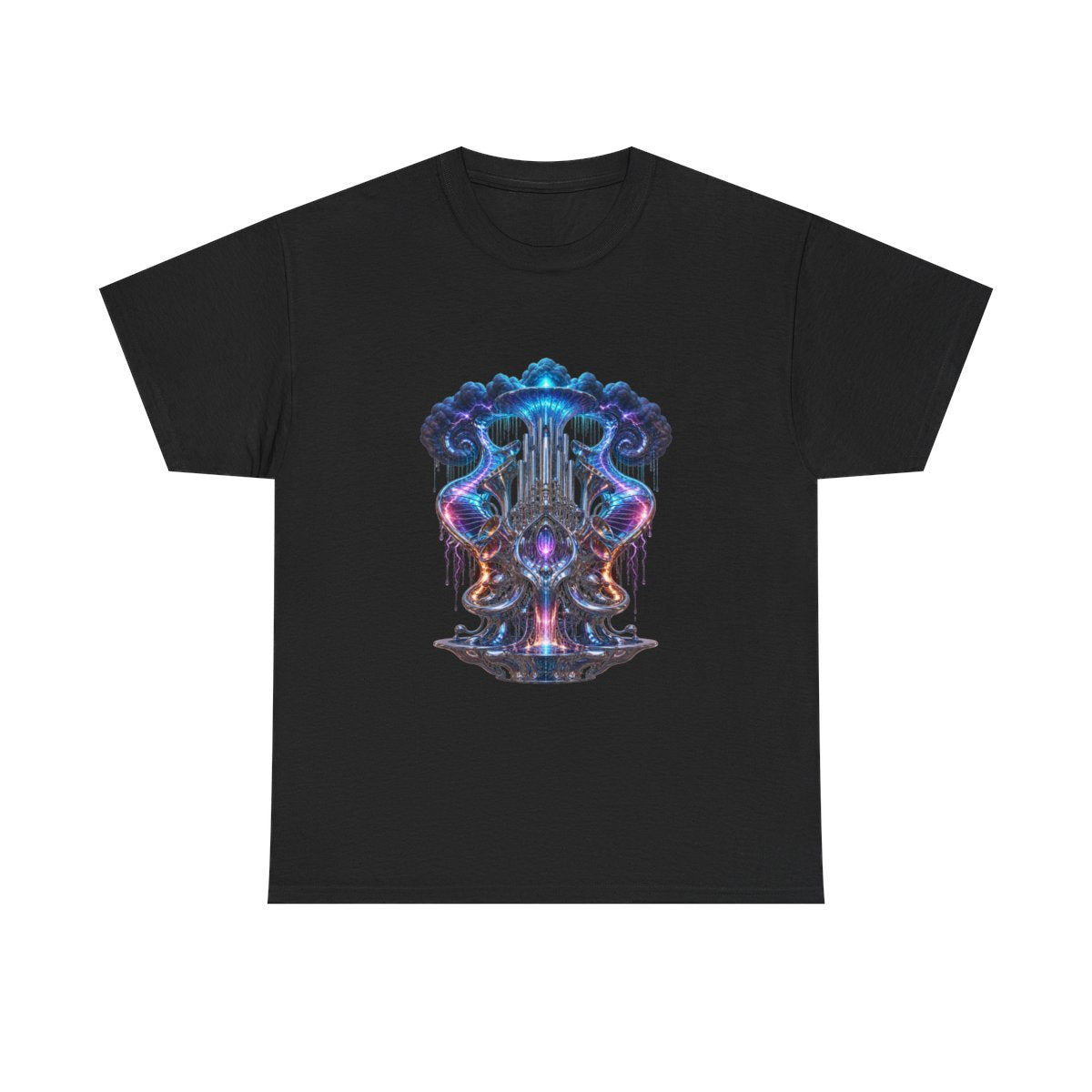 Chrome Weather Organ KOSVYRE graphic tee product mockup, front view