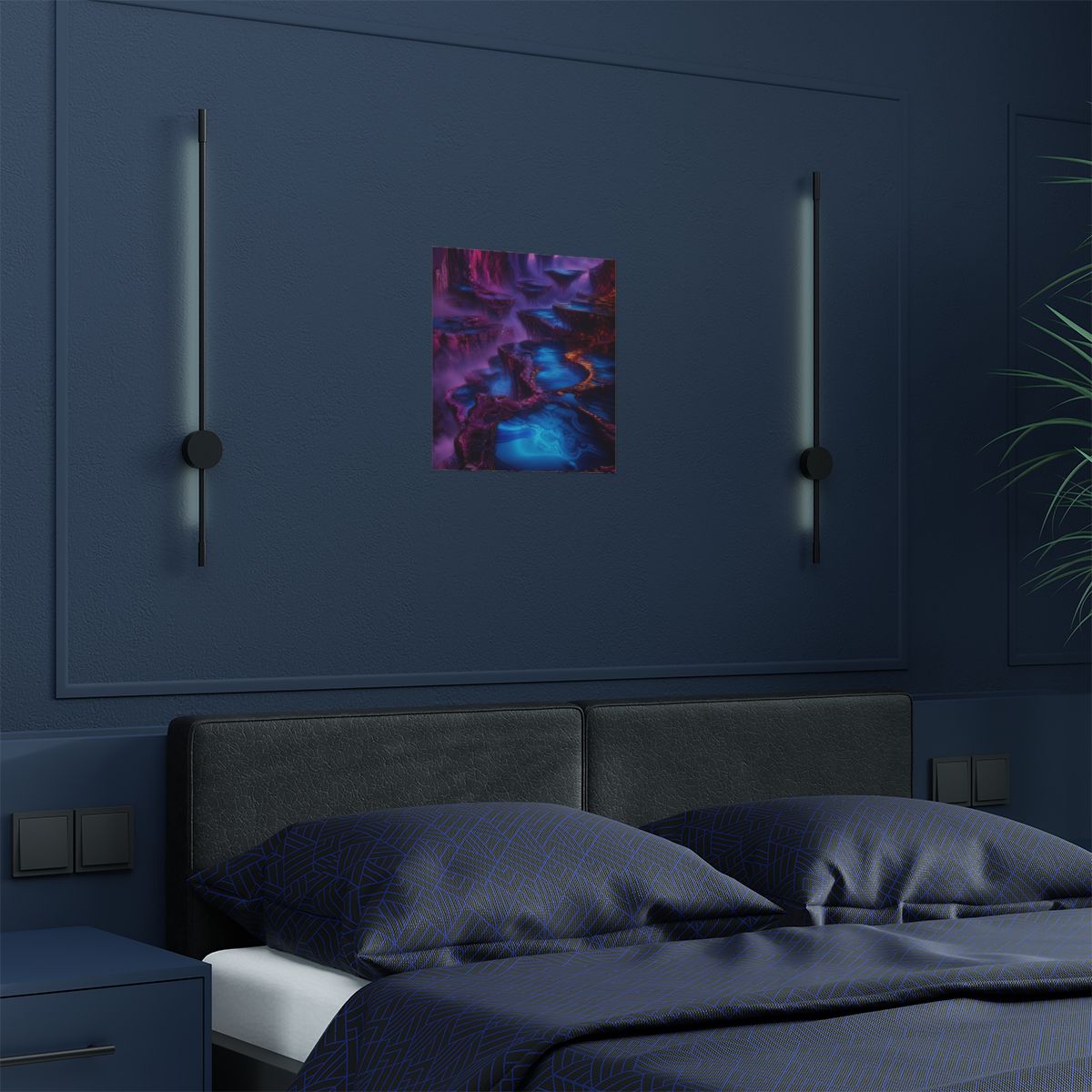Cobalt Liminal Reservoir KOSVYRE art print product mockup, detail view
