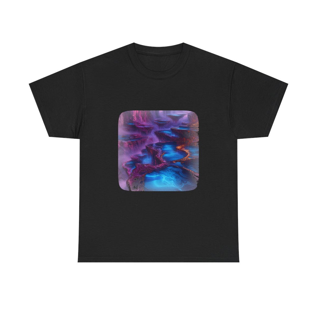 Cobalt Liminal Reservoir KOSVYRE graphic tee product mockup, front view