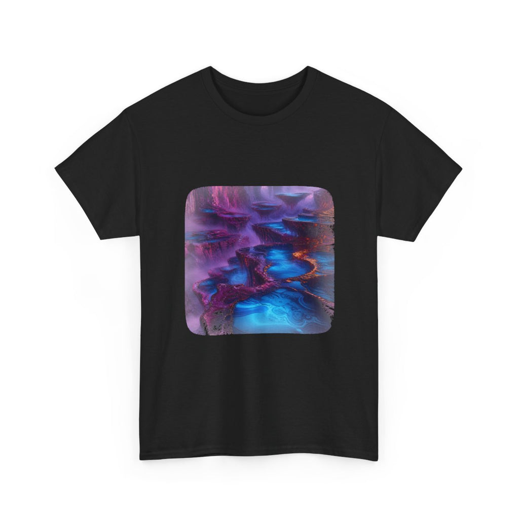 Cobalt Liminal Reservoir KOSVYRE graphic tee product mockup, alternate front view