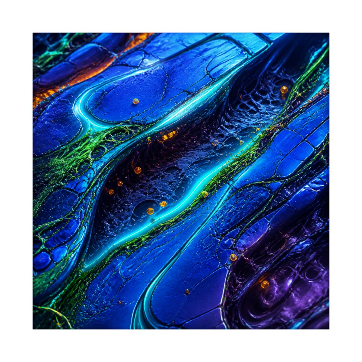 Cobalt Wound Garden KOSVYRE art print product mockup, front view