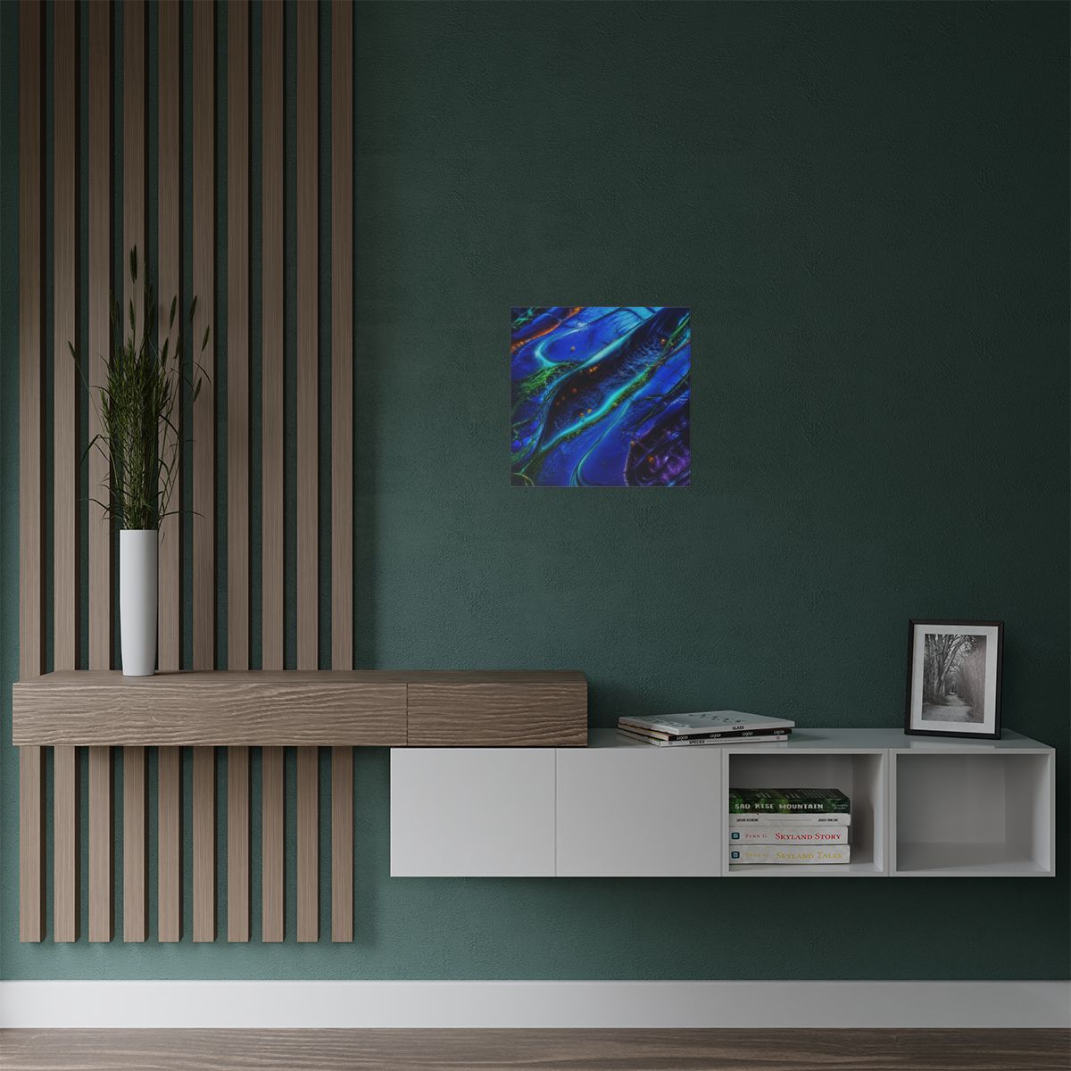 Cobalt Wound Garden KOSVYRE art print product mockup, alternate view