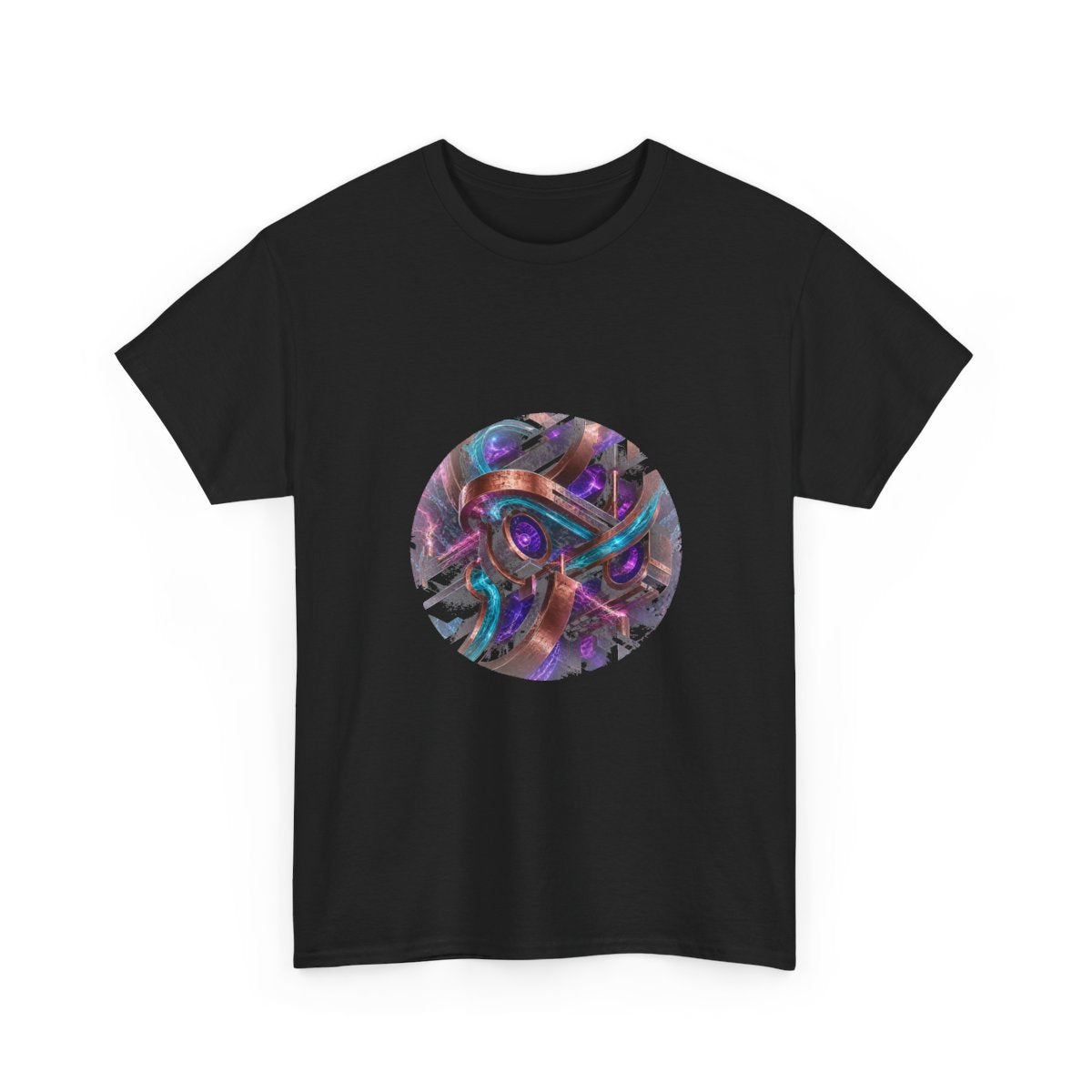 Copper Static Device KOSVYRE graphic tee product mockup, alternate front view