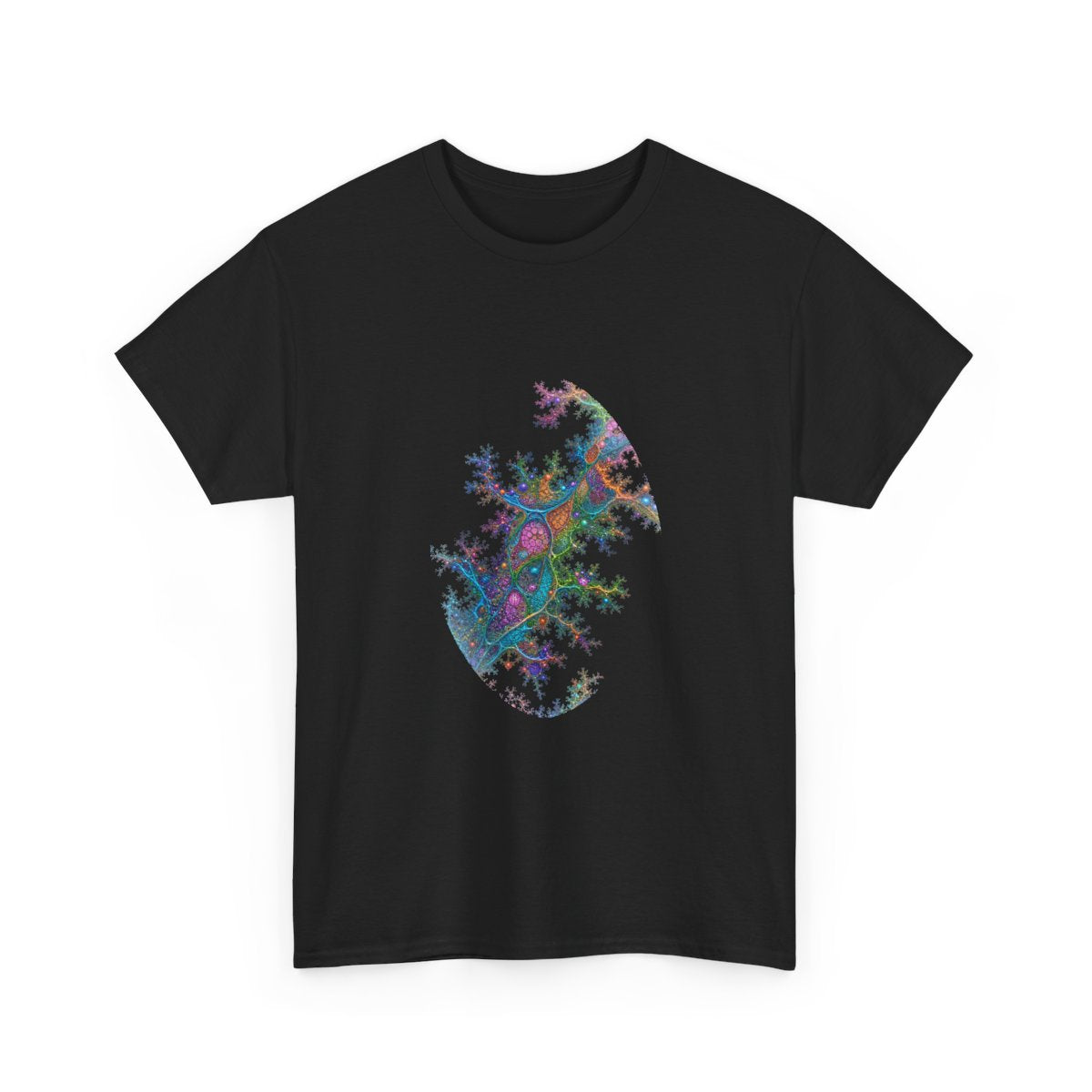 Coral Logic Spread KOSVYRE graphic tee product mockup, alternate front view