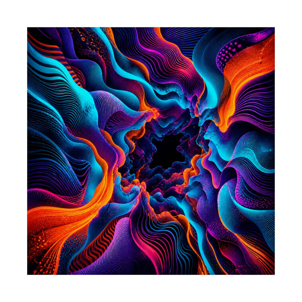 Cyan Bloom Parallax KOSVYRE art print product mockup, front view