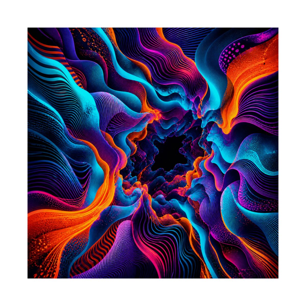 Cyan Bloom Parallax KOSVYRE art print product mockup, front view
