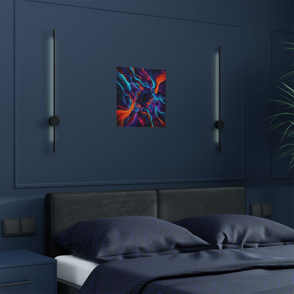 Cyan Bloom Parallax KOSVYRE art print product mockup, detail view