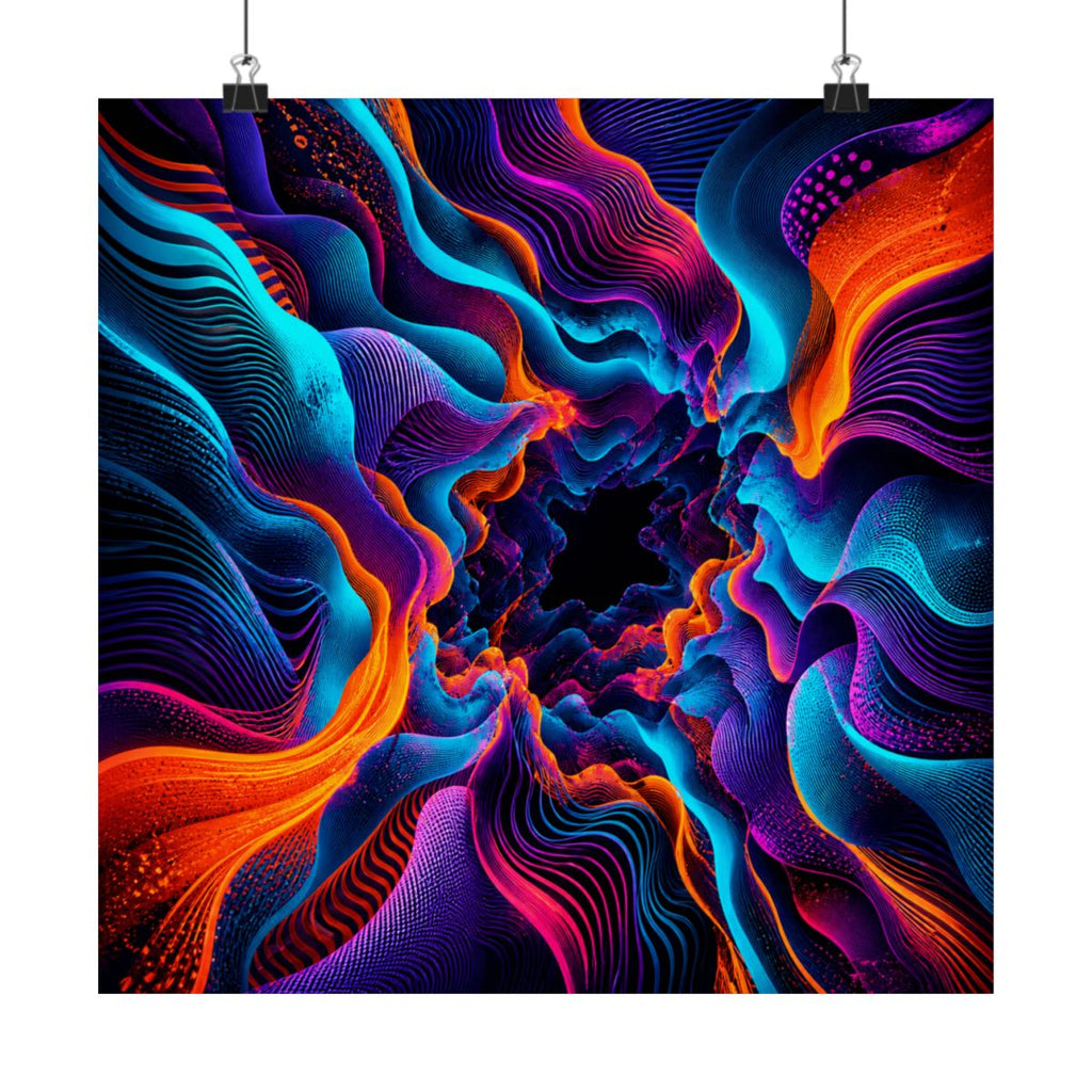 Cyan Bloom Parallax KOSVYRE art print product mockup, alternate front view