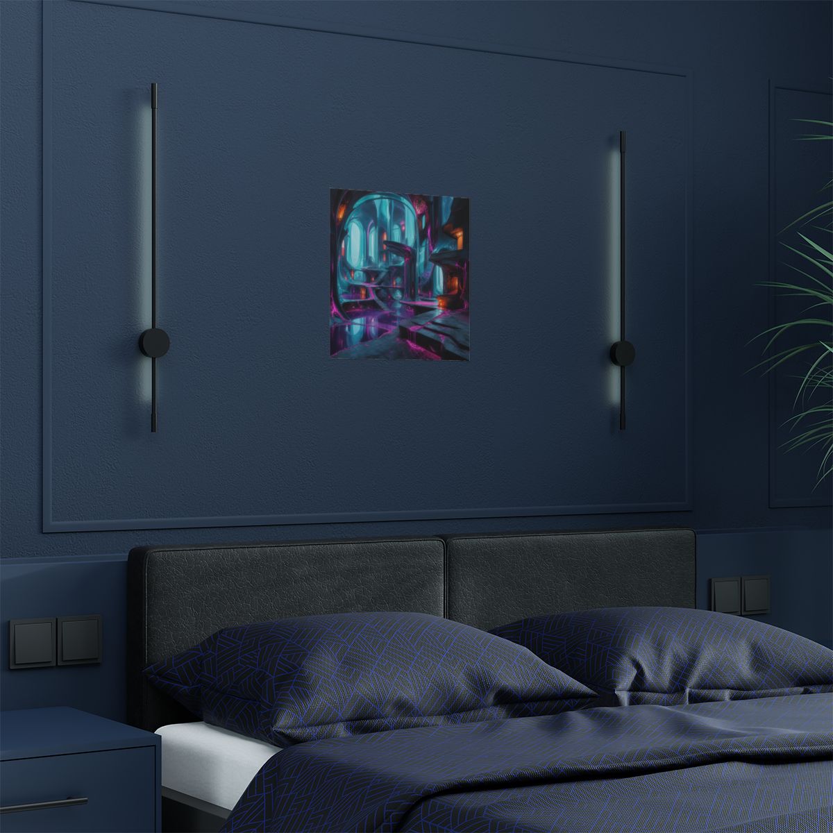 Cyan Suture Cathedral KOSVYRE art print product mockup, detail view