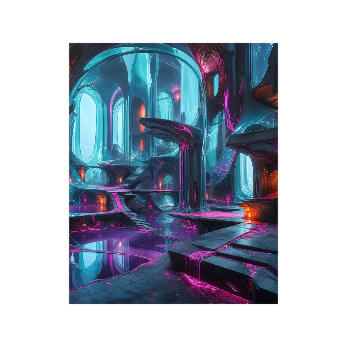 Cyan Suture Cathedral KOSVYRE poster product mockup, front view