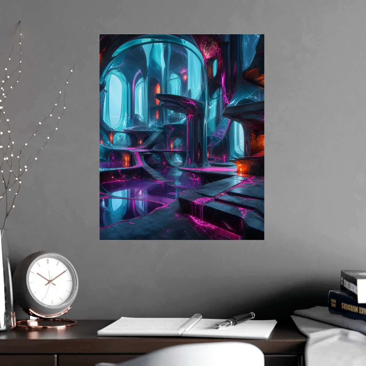 Cyan Suture Cathedral KOSVYRE poster product mockup, alternate view