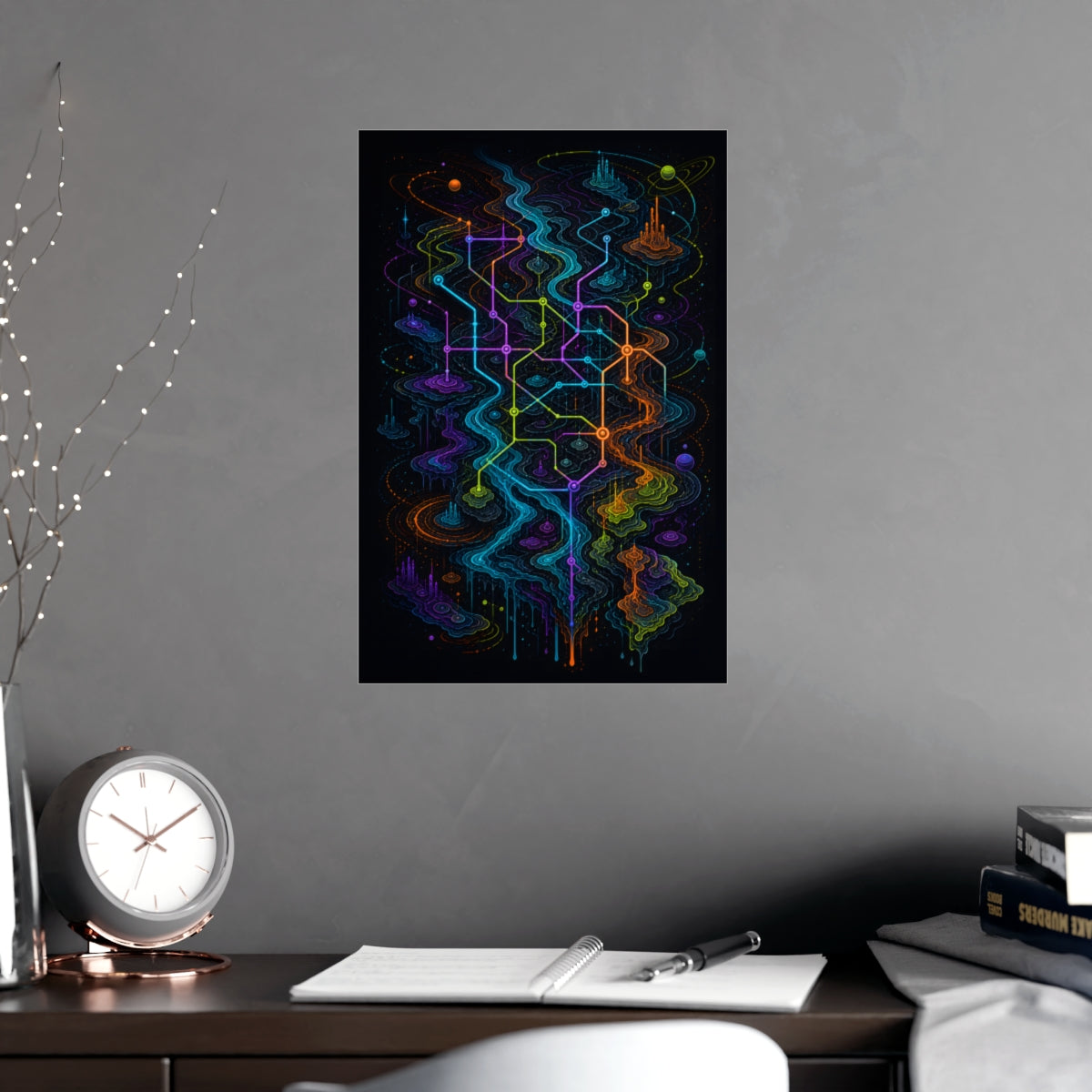 Dissolving Transit Map KOSVYRE poster product mockup, alternate view