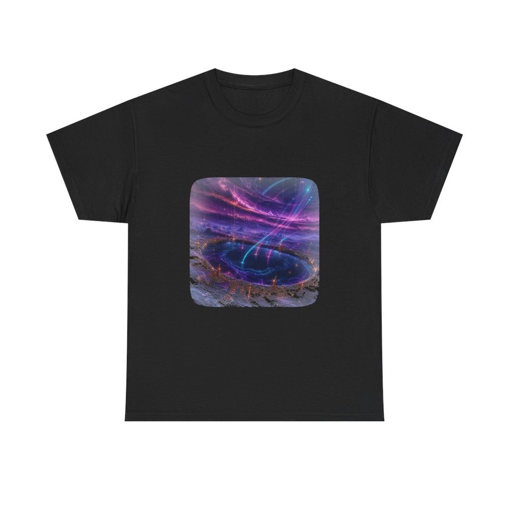 Dusk Relay Basin KOSVYRE graphic tee product mockup, front view