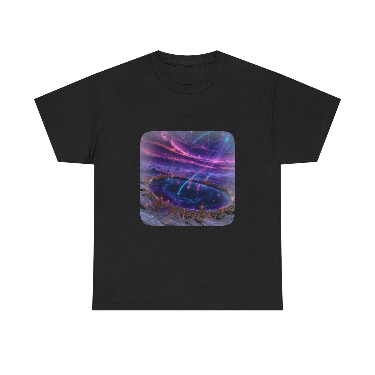 Dusk Relay Basin KOSVYRE graphic tee product mockup, front view
