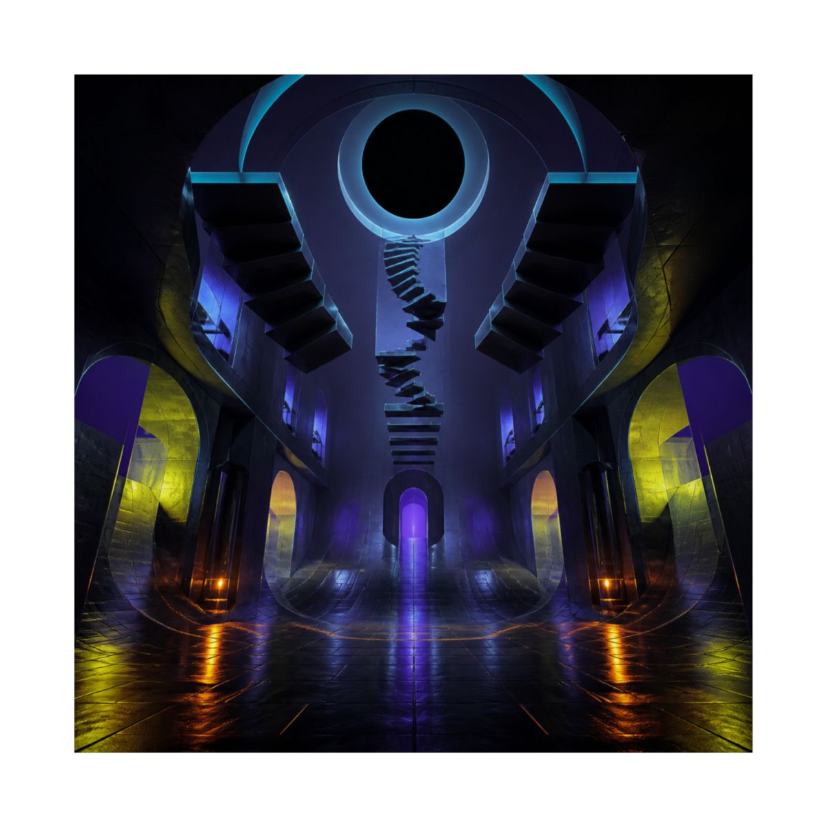 Duskless Atrium KOSVYRE art print product mockup, front view