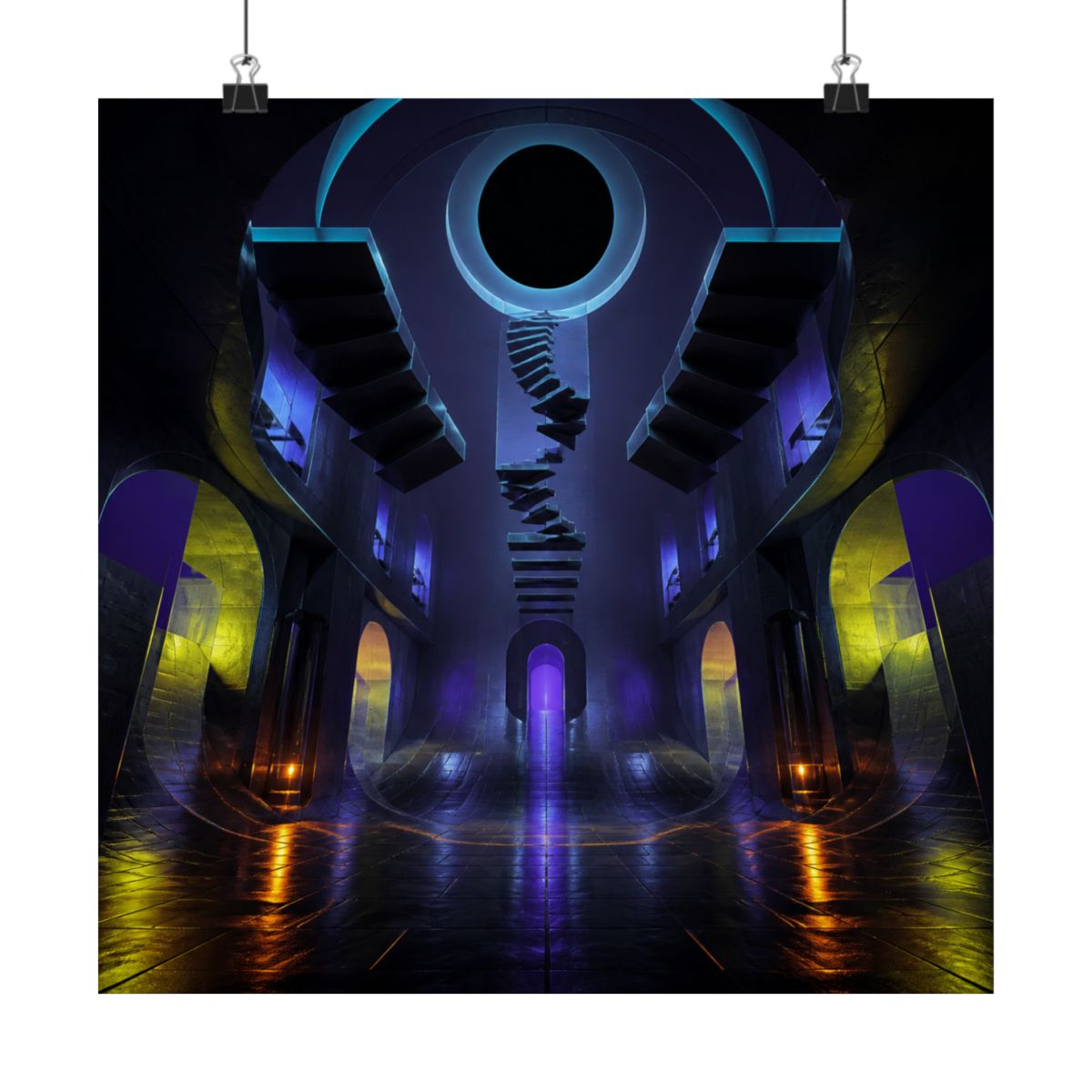 Duskless Atrium KOSVYRE art print product mockup, alternate front view