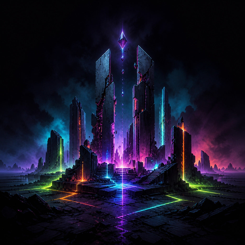 Close-up of the original KOSVYRE artwork Electric Ruins