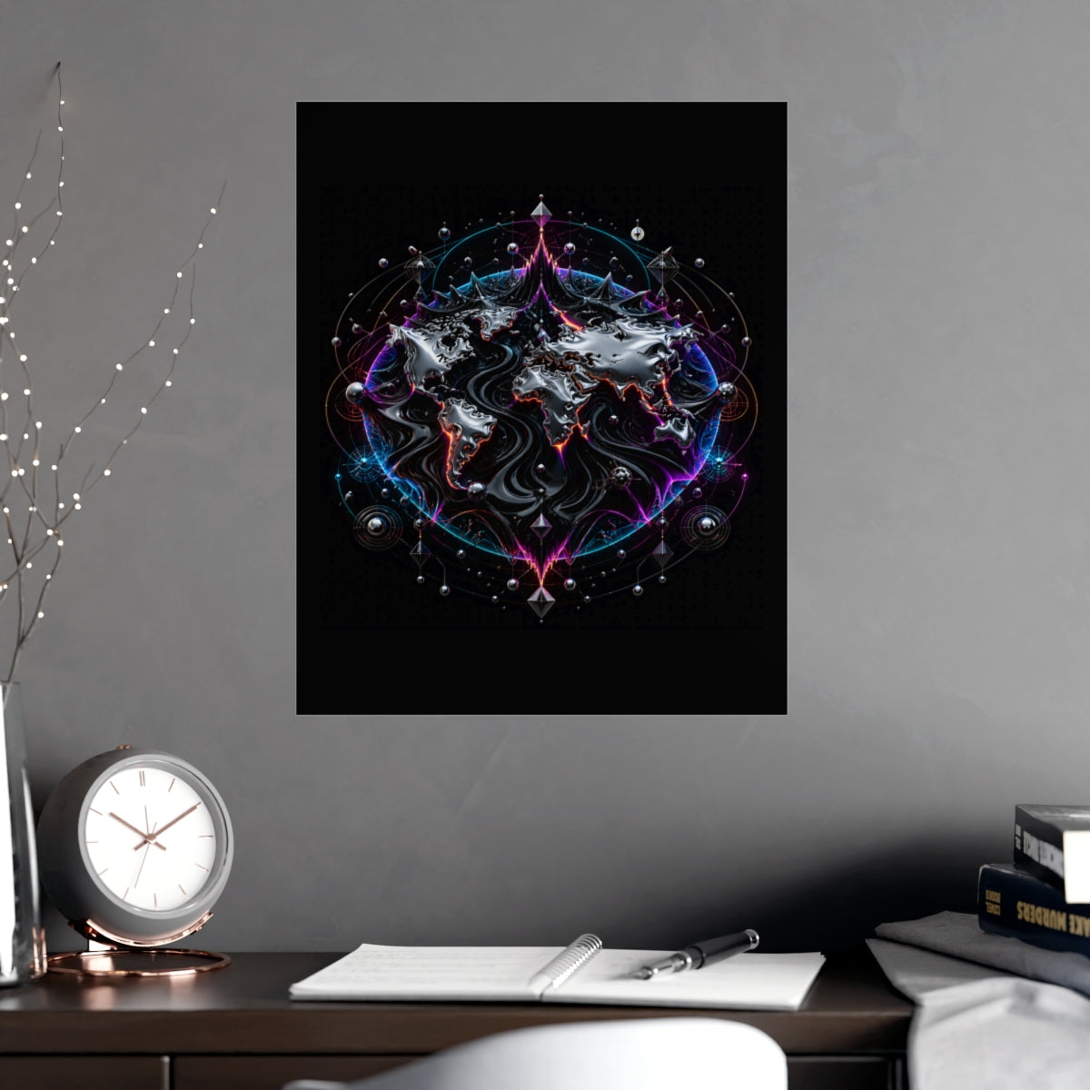 Ferrofluid Atlas KOSVYRE poster product mockup, alternate view