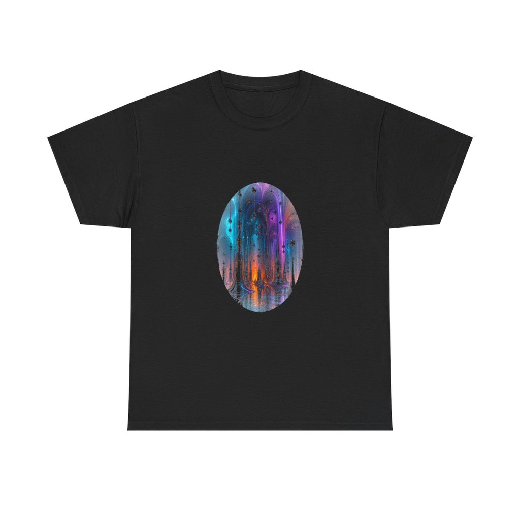 Ferrofluid Cathedral Choir KOSVYRE graphic tee product mockup, front view