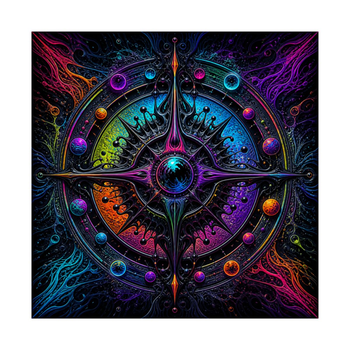Ferrofluid Dream Compass KOSVYRE art print product mockup, front view