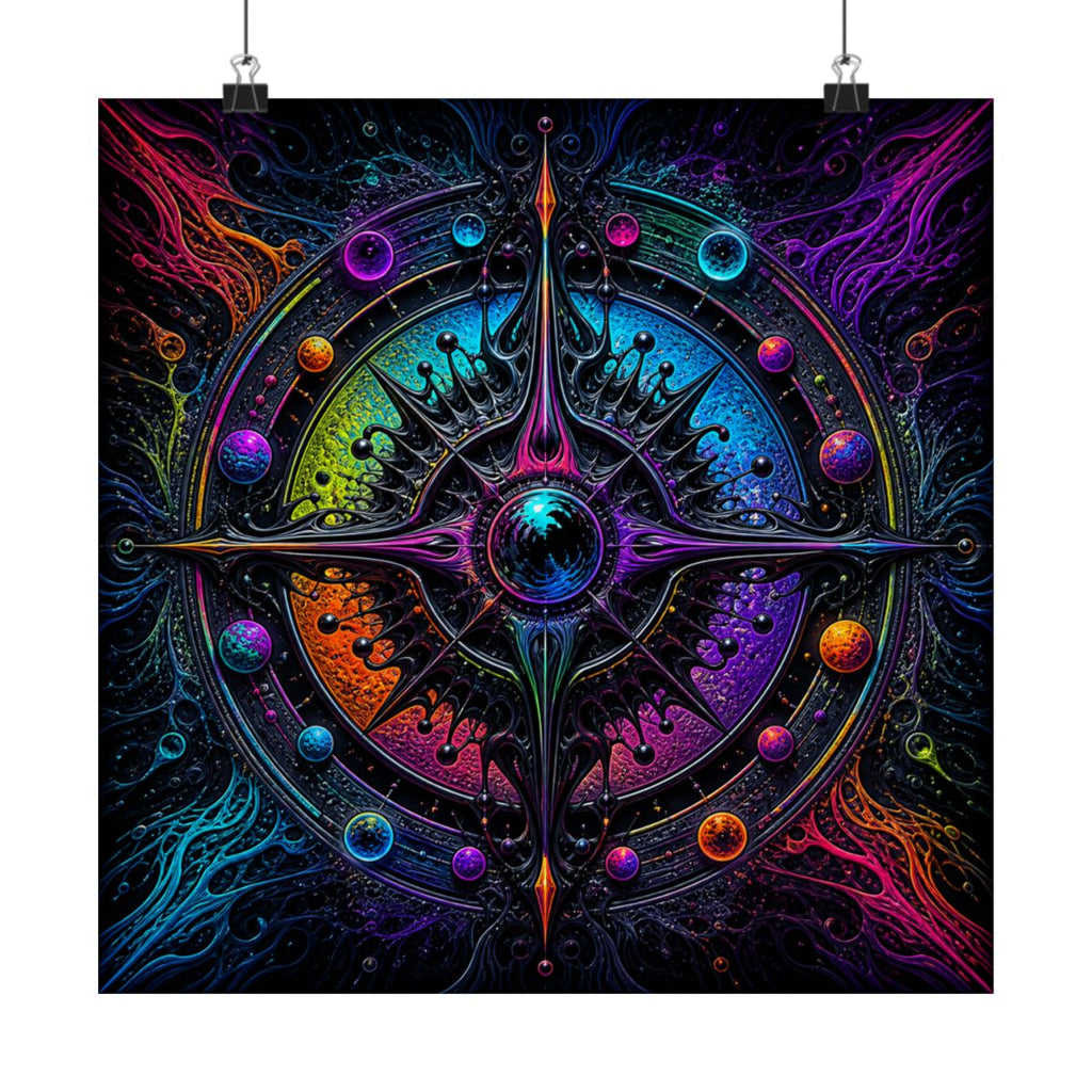 Ferrofluid Dream Compass KOSVYRE art print product mockup, alternate front view