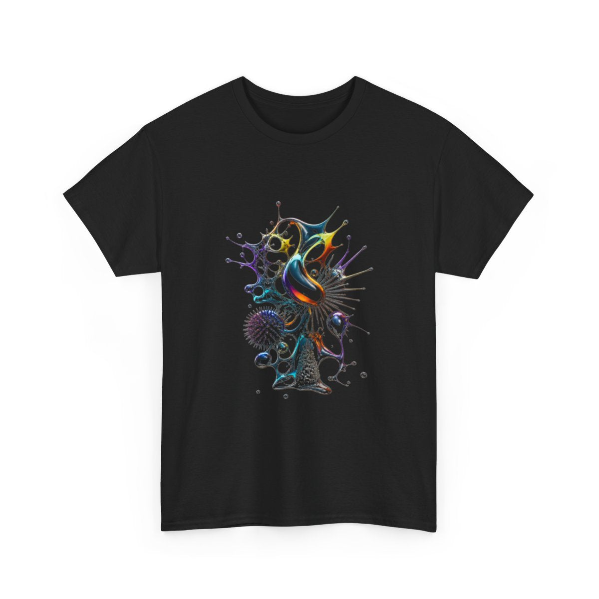 Ferrofluid Menagerie KOSVYRE graphic tee product mockup, alternate front view