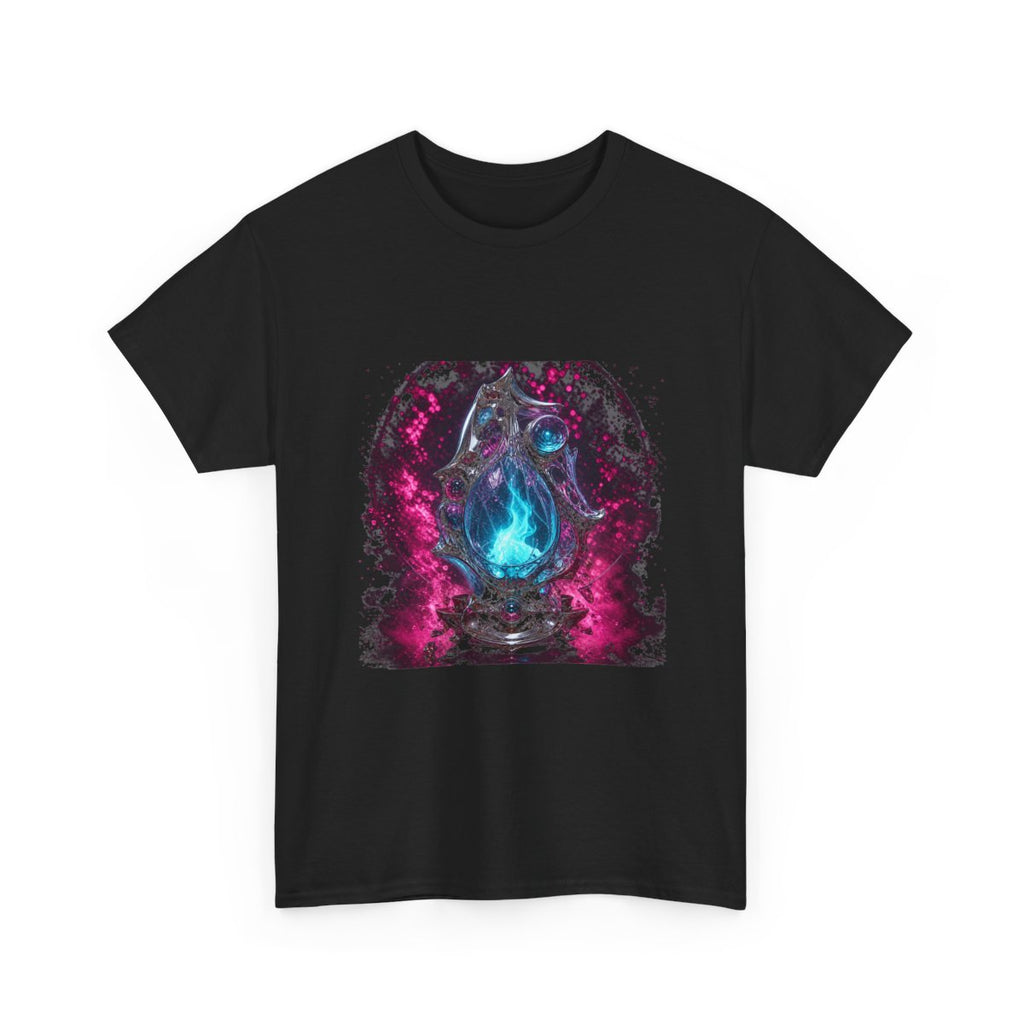 Flux Reliquary KOSVYRE graphic tee product mockup, alternate front view