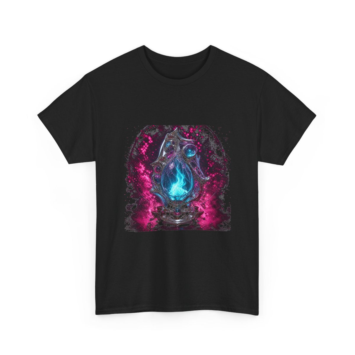 Flux Reliquary KOSVYRE graphic tee product mockup, alternate front view