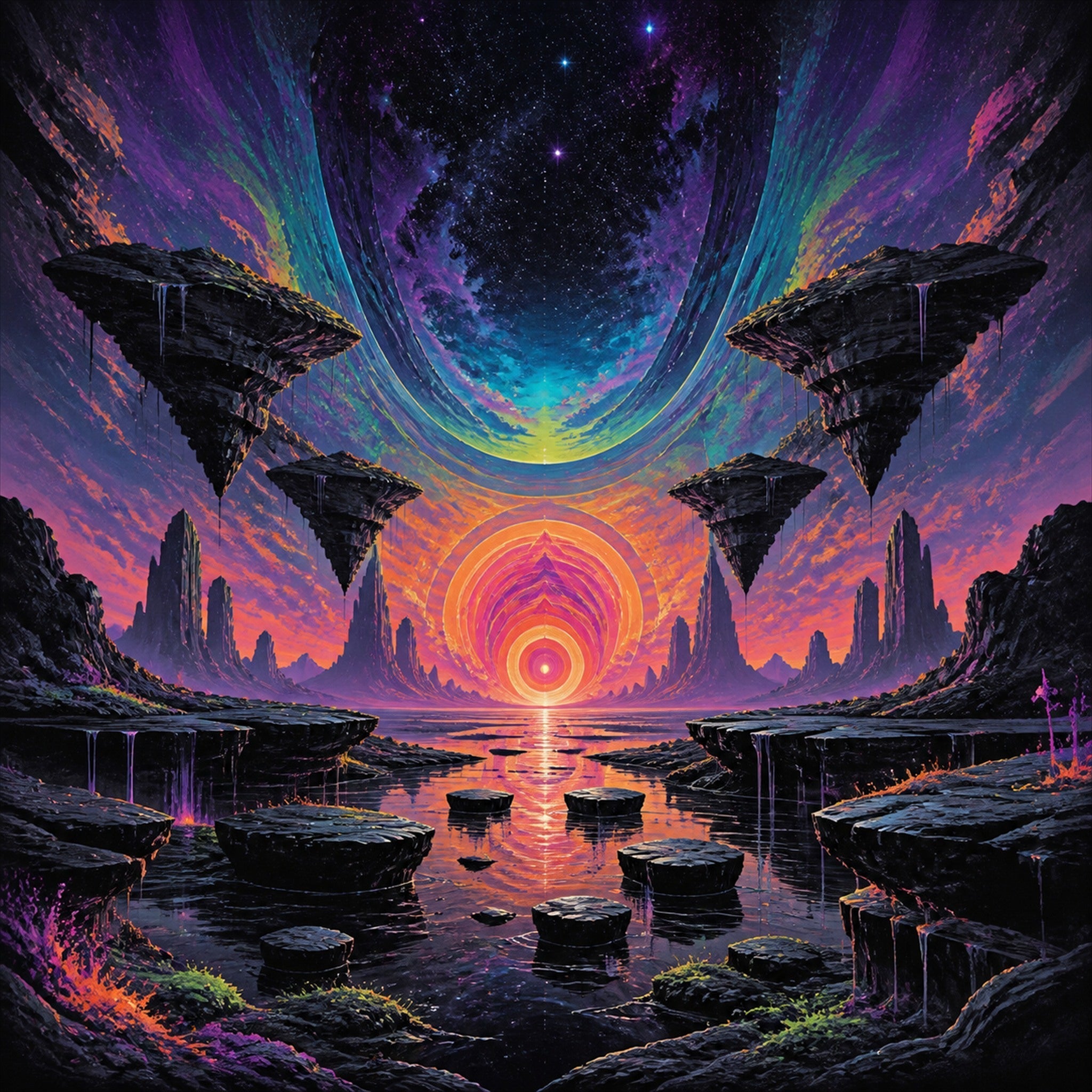 Close-up of the original KOSVYRE artwork Folded Horizon