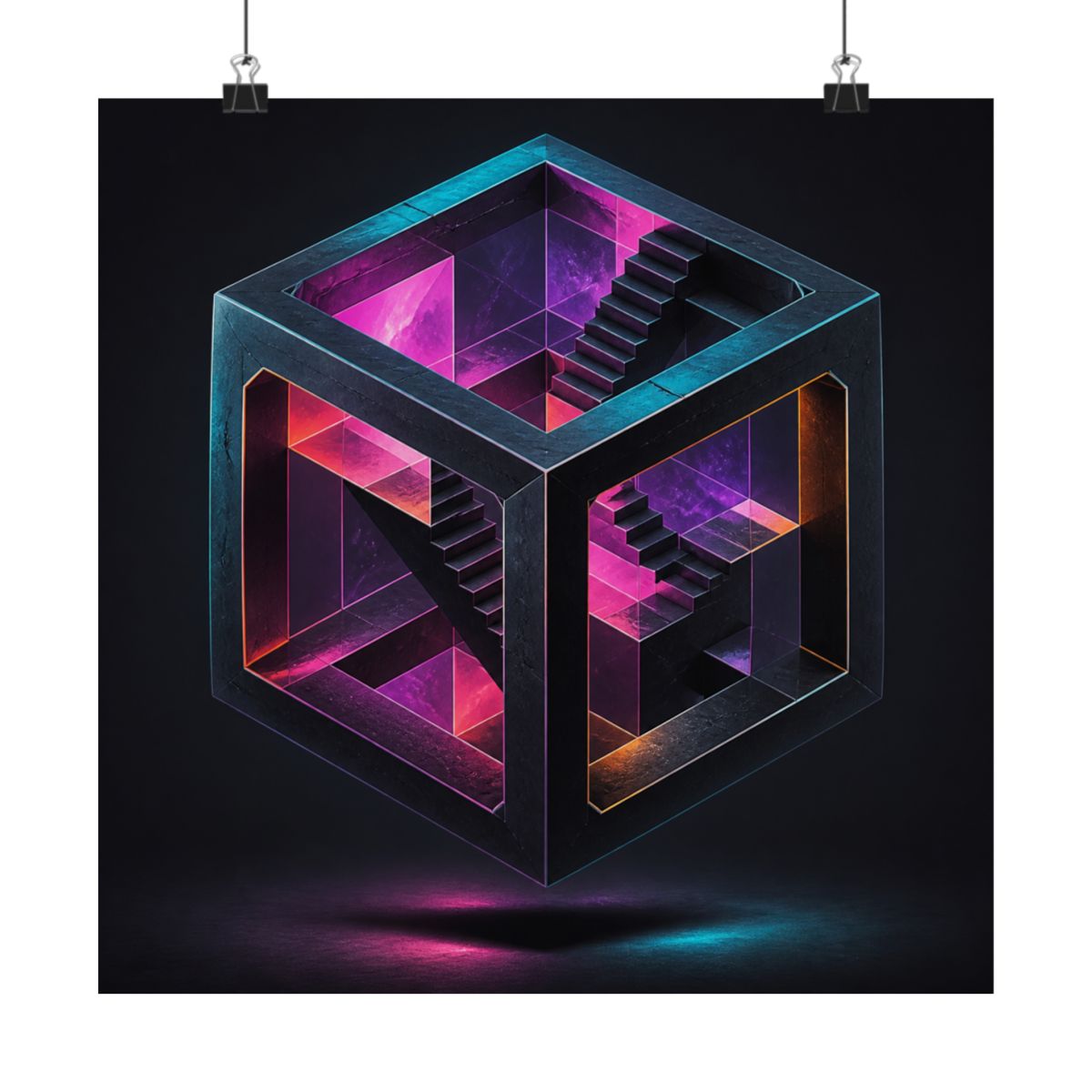 Fractal Chamber Bloom KOSVYRE art print product mockup, alternate front view