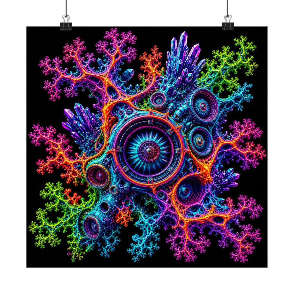 Fractal Coral Engine KOSVYRE art print product mockup, alternate front view