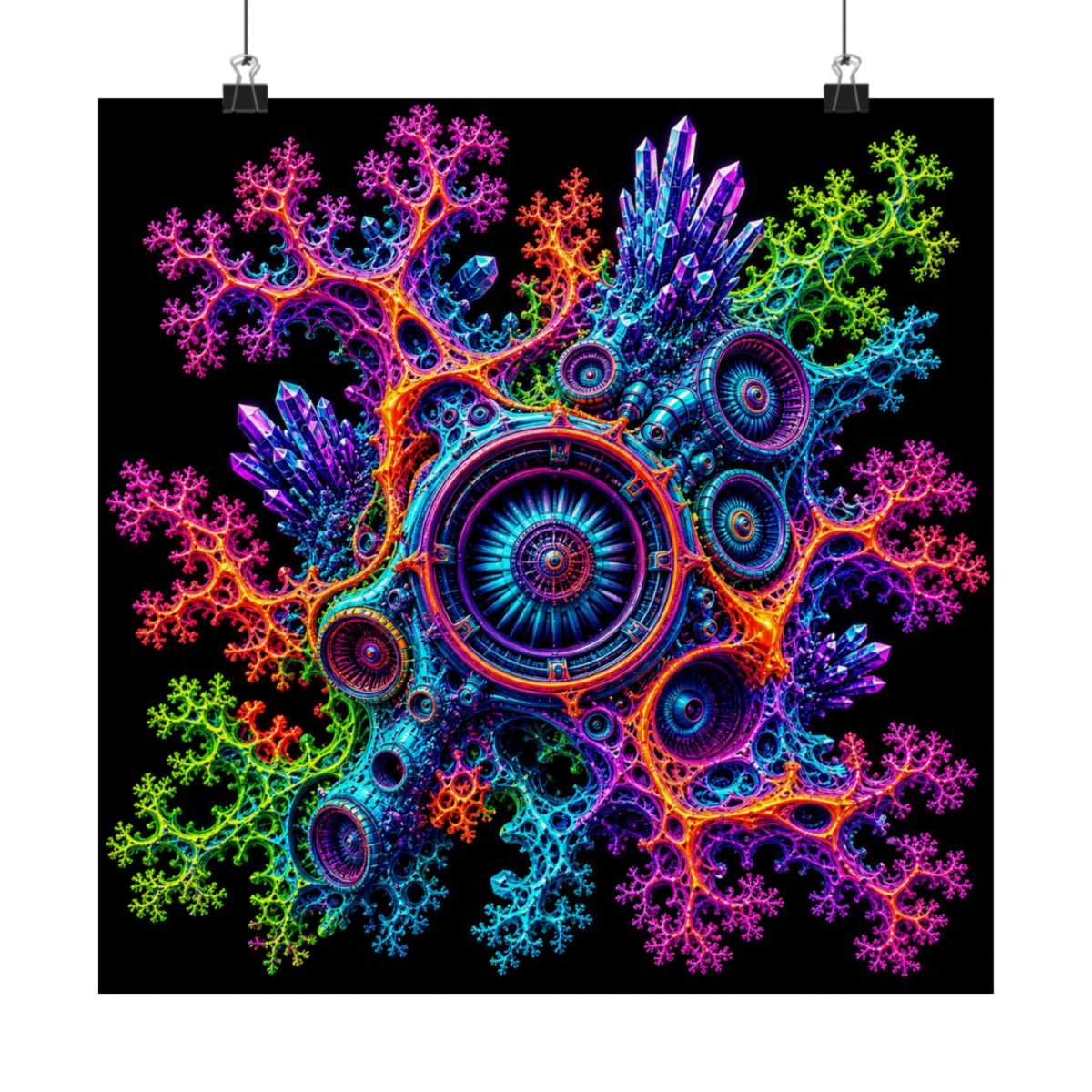 Fractal Coral Engine KOSVYRE art print product mockup, alternate front view