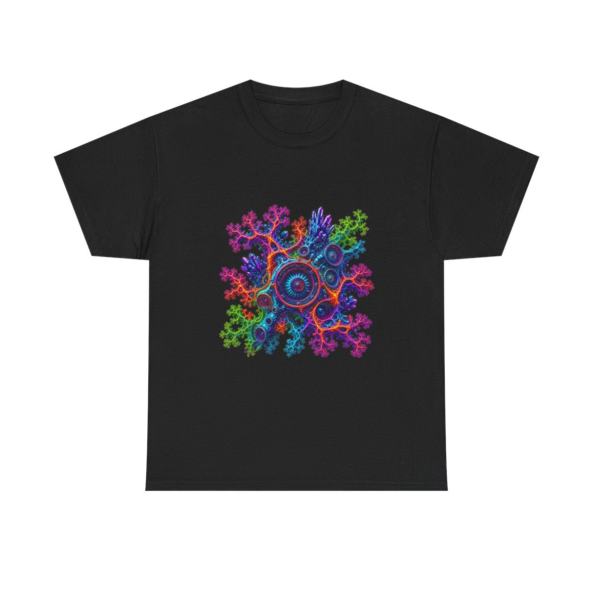 Fractal Coral Engine KOSVYRE graphic tee product mockup, front view