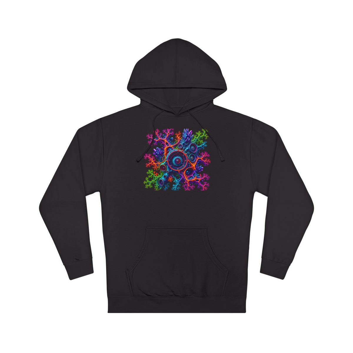Fractal Coral Engine KOSVYRE hoodie product mockup, front view