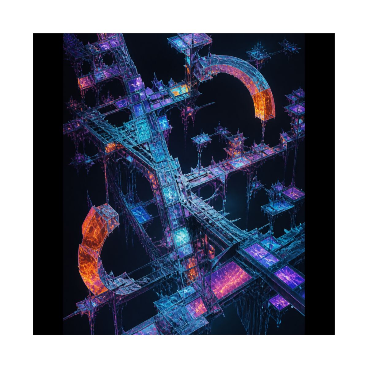 Fractal Halo Scaffold KOSVYRE art print product mockup, front view