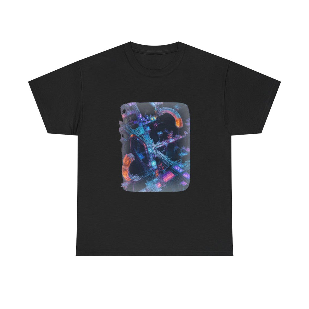 Fractal Halo Scaffold KOSVYRE graphic tee product mockup, front view