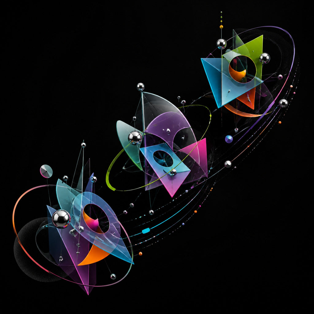 Close-up of the original KOSVYRE artwork Geometric Migration