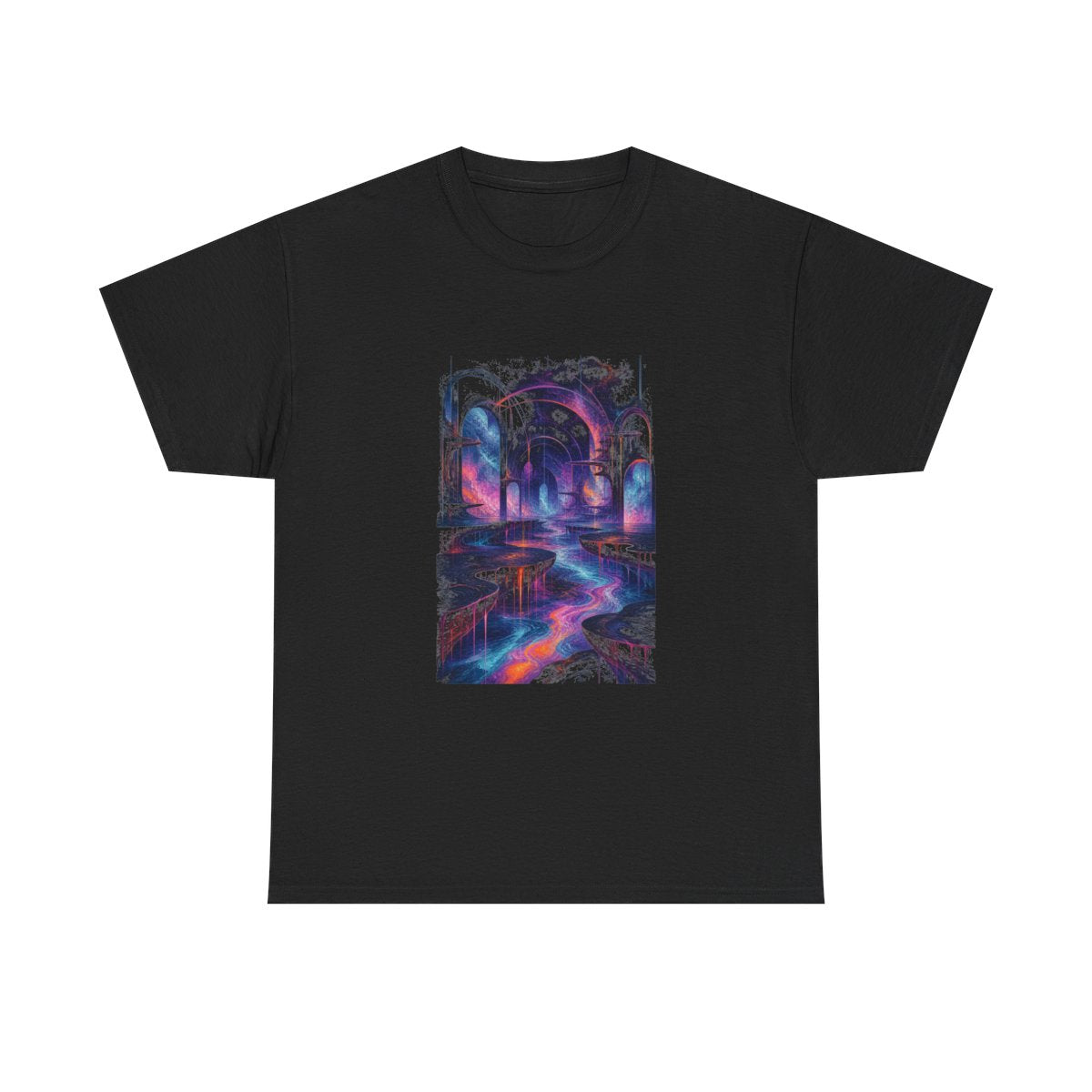 Ghost Relay Basin KOSVYRE graphic tee product mockup, front view