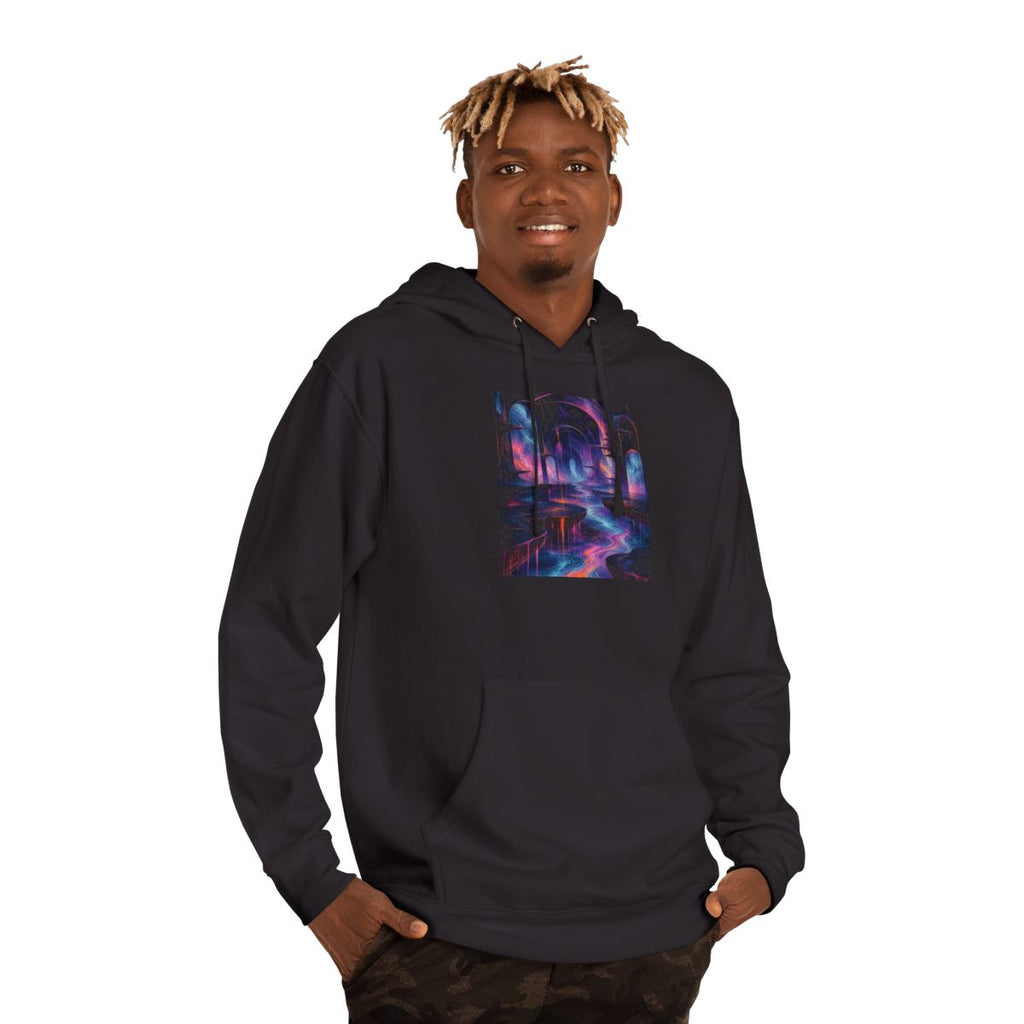 Ghost Relay Basin KOSVYRE hoodie product mockup, person 2 front view