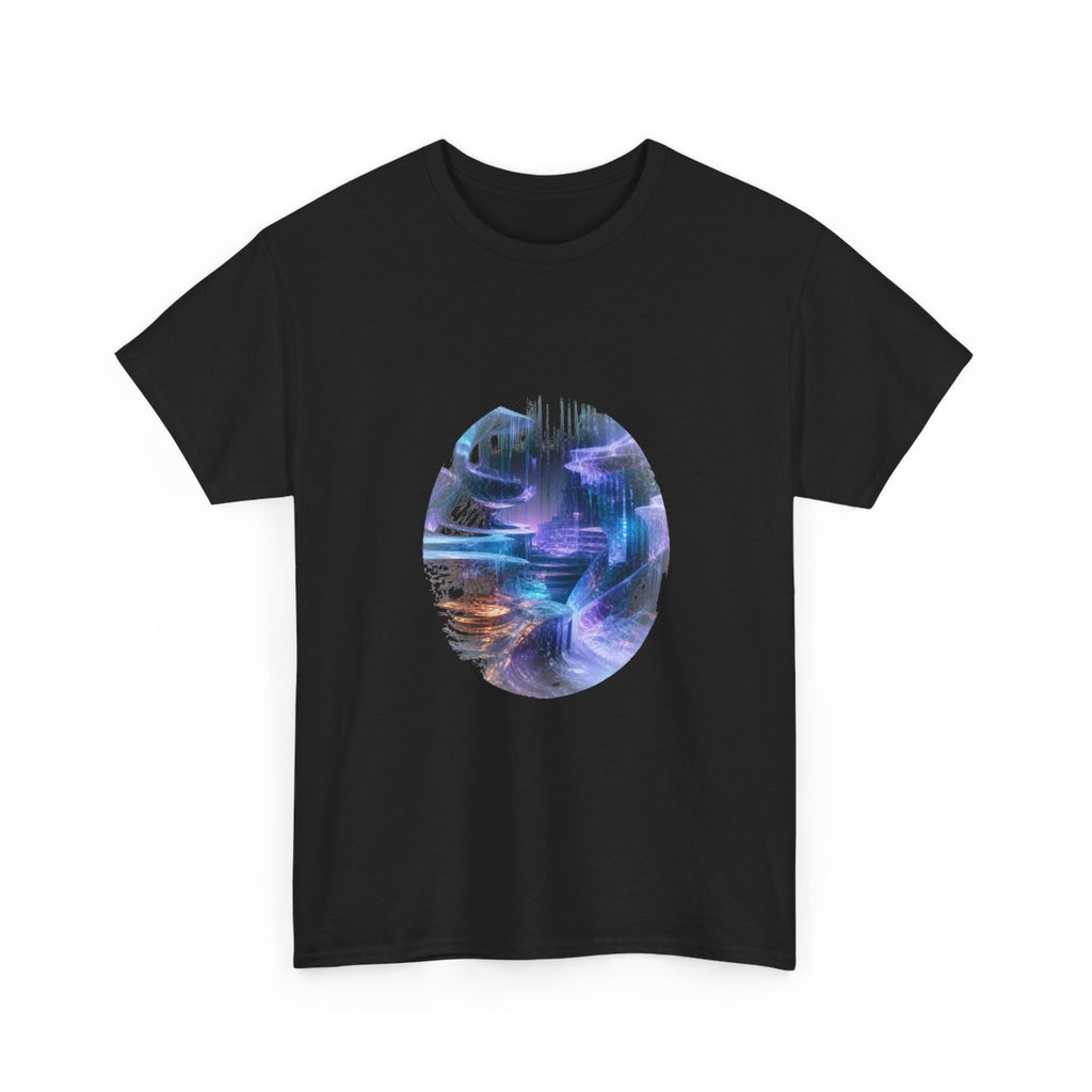 Glacier of Unfinished Signals KOSVYRE graphic tee product mockup, alternate front view