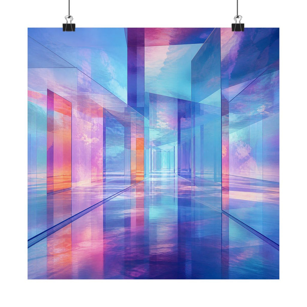 Glass Memory Corridor KOSVYRE art print product mockup, alternate front view